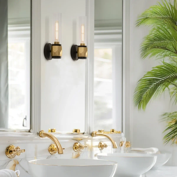 Łazienkowy kinkiet Ellison HK-ELLISON1-BK-HB nad umywalkę IP44 mosiądz