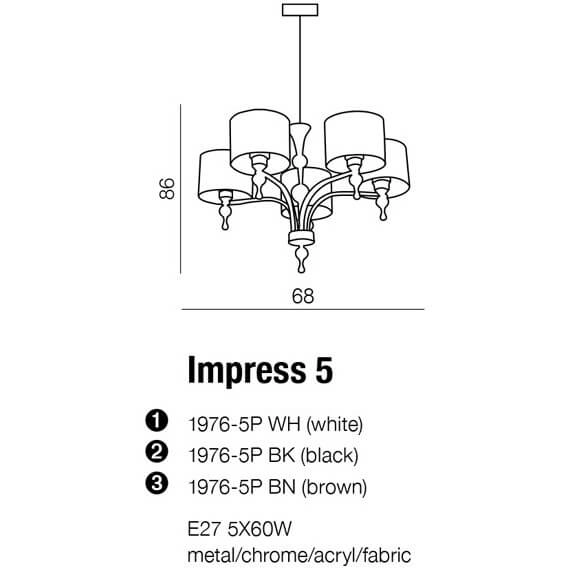 Wisząca lampa jadalniana Impress elegancka brązowa chrom
