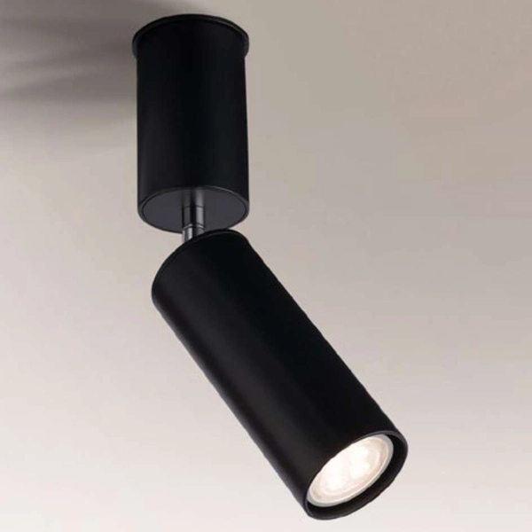 Spot LAMPA sufitowa SHIMA 2202 Shilo metalowa tuba OPRAWA regulowana do łazienki okrągła czarna