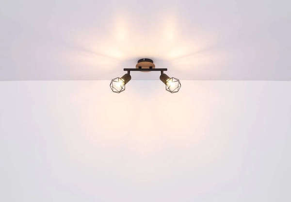 Sufitowa lampa reflektorowa Xara 54802S-2H czarna drewno