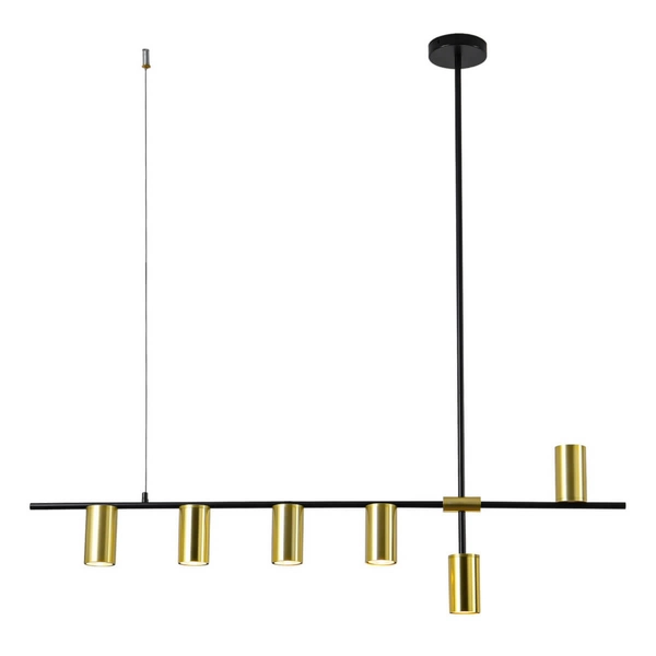 Lampa wisząca ARIZONA LP-074/6PL BK/GD Light Prestige loftowa oprawa metalowy zwis tuby czarne złote