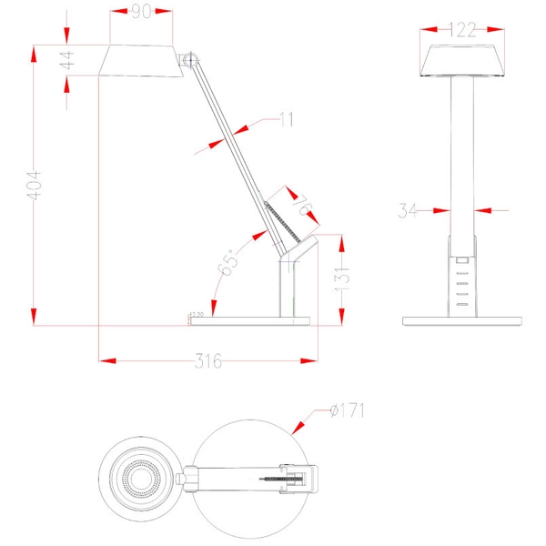 Biurkowa LAMPA stojąca URSINO 58422B Globo metalowa LAMPKA stołowa LED 8W 3000K - 6300K z portem USB czarna