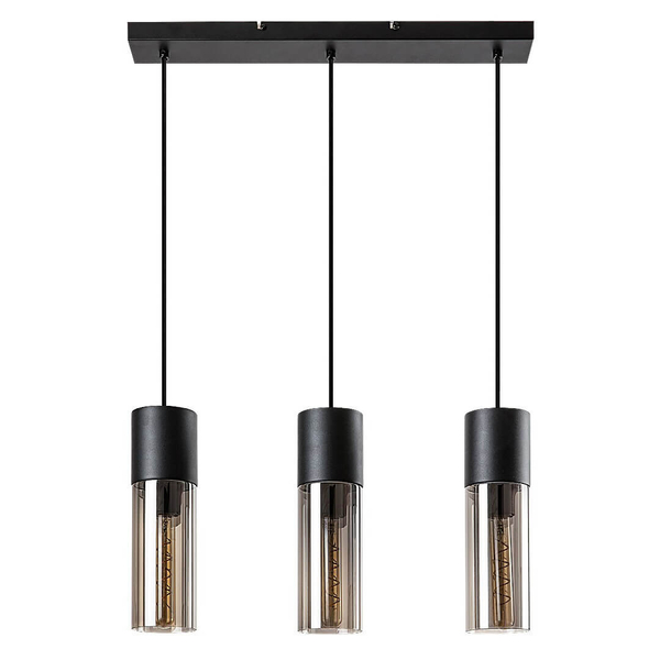Potrójna lampa wisząca RONNO 72053 szklana loftowa przydymiona czarna