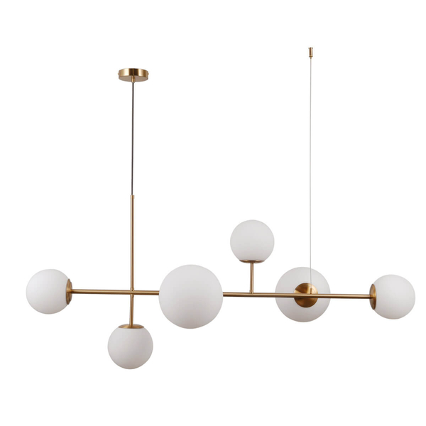 LAMPA wisząca VAILANTE PND-31221-6-HBR Italux loftowa OPRAWA zwis szklane kule balls mosiądz