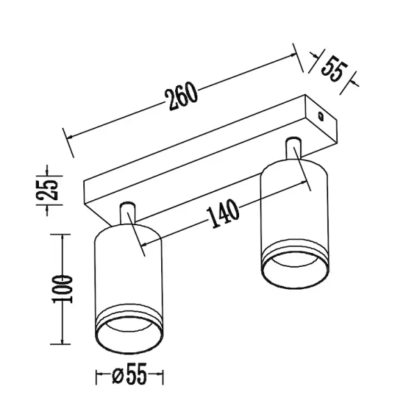 Dwupunktowa lampa sufitowa Pipe Ring Spot ML2070 na belce biały