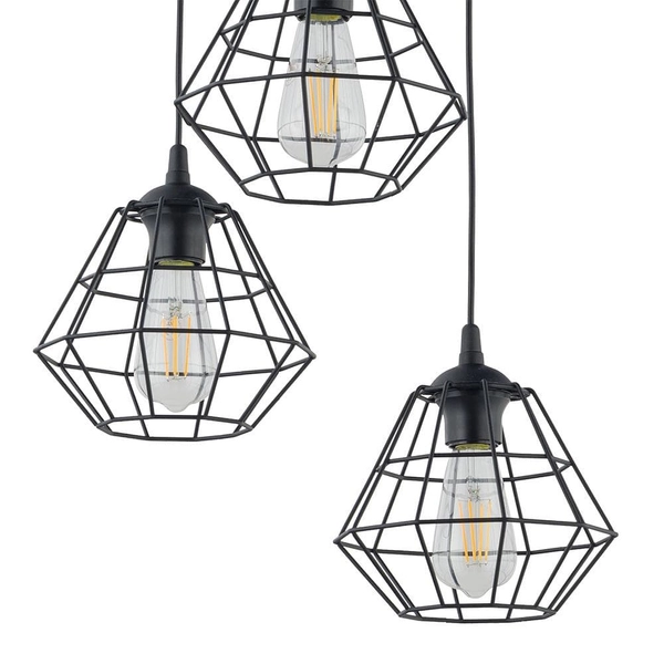 Druciana lampa wisząca kaskada Diamond 6204 TK Lighting loft czarna