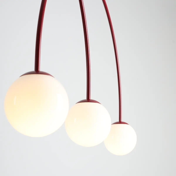 Podwójna wisząca lampa Una 1116L15_L szklane kule czerwone białe