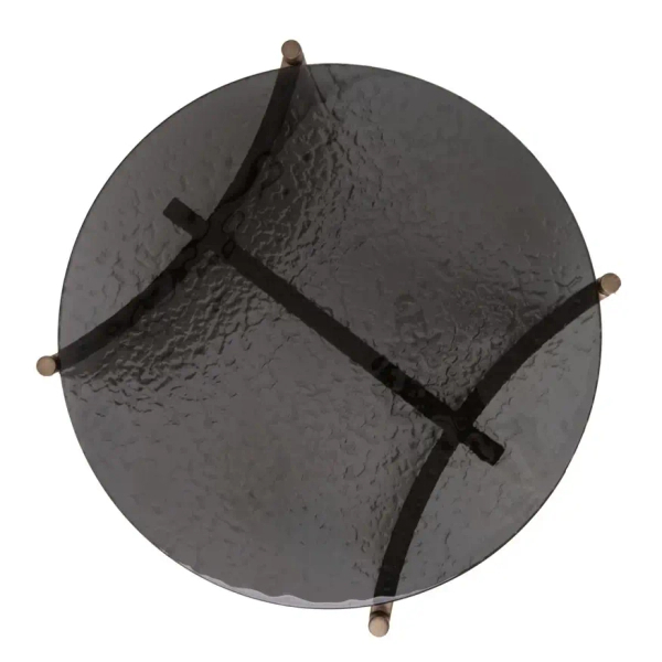 Nowoczesny stolik kawowy MANTA MM001501100396 czarny złoty szklany 50cm