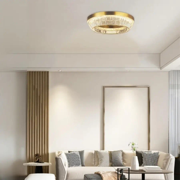 Sufitowa kryształowa lampa 23049 LED 55W 3000K okrągła mosiądz