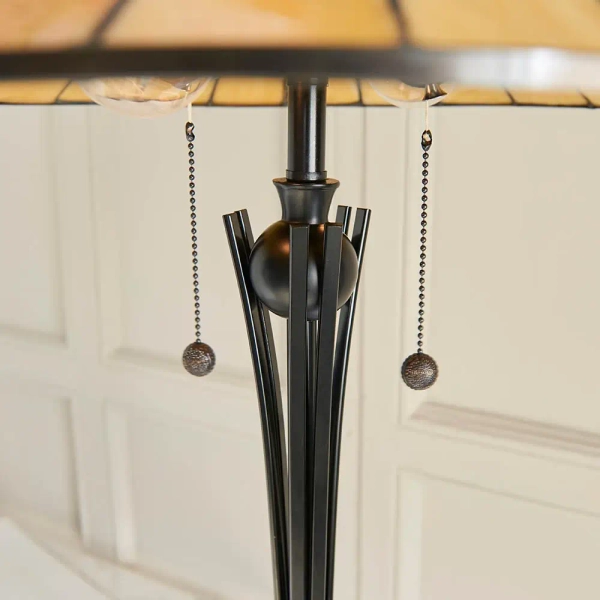 Podłogowa lampa witrażowa Dark Star 64041 z włącznikiem do jadalni brązowa