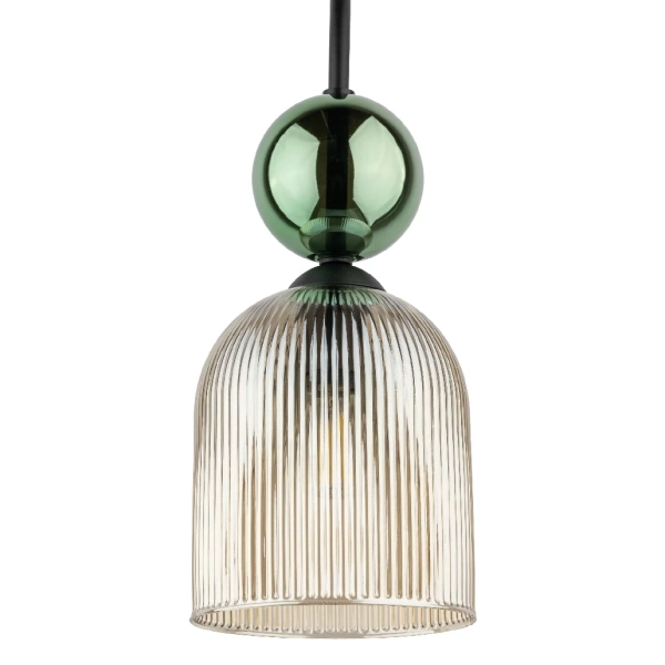 Szklana nocna lampa ścienna Sophia Cognac 11143 żebrowana zielony