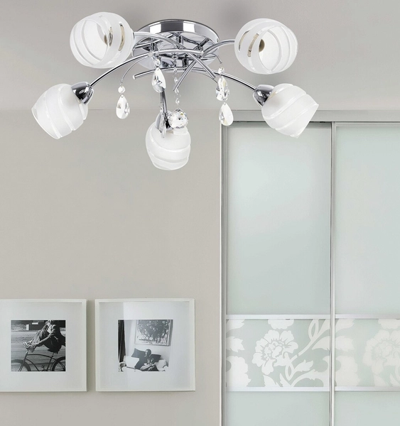Lampa sufitowa z kryształkami Melissa 2622 Rabalux molekuły białe chrom