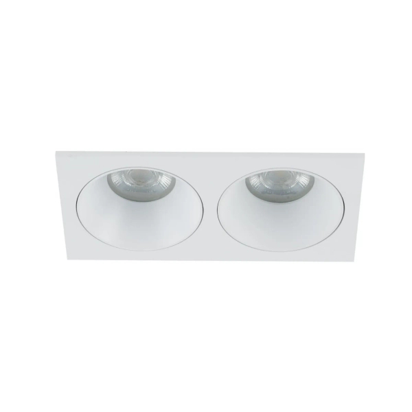 Sufitowa lampa PRISMA biała podwójna wpuszczana 2xGU10 IP65 10580