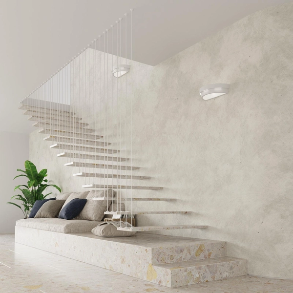 Kinkiet LAMPA ścienna SL.0002 półokrągła OPRAWA ceramiczna przyścienna biała