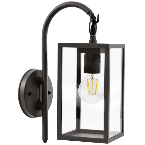 Zewnętrzna LAMPA ścienna MALMO 309174 Polux elewacyjna OPRAWA ogrodowa KINKIET klatka outdoor IP44 grafitowa przezroczysta