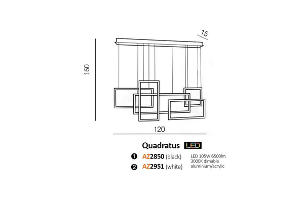 Wisząca lampa Quadratus AZ2851 Azzardo LED 105W 3000K geometryczna biała