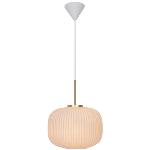 Retro lampa wisząca Milford 2213213001 Nordlux zwis biały mosiądz