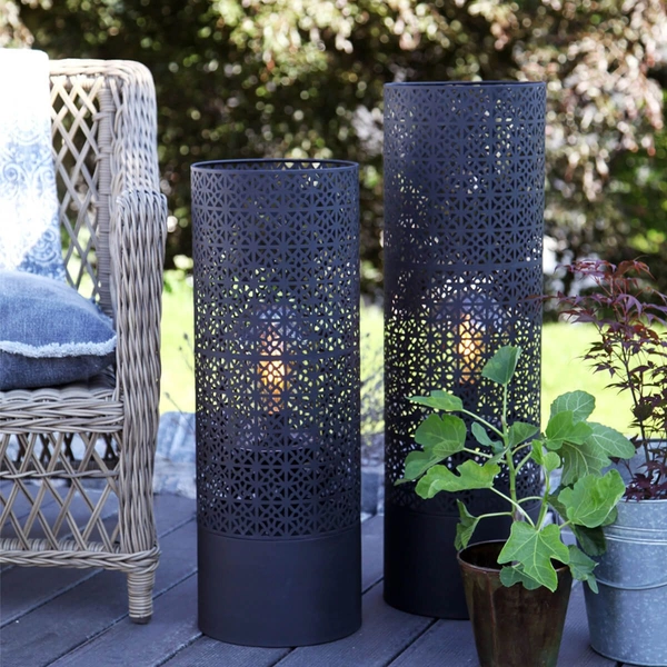 Ażurowa lampa stojąca Maison orientalna czarna okrągła