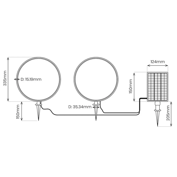 Pierścieniowa wbijana lampa ogrodowa Rings EKO2360 LED 3W 3000K IP54 czarny
