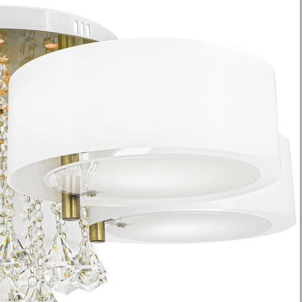 Glamour LAMPA sufitowa DRS8006/5 21QG Elem abażurowy plafon z łańcuszkami biały mosiądz
