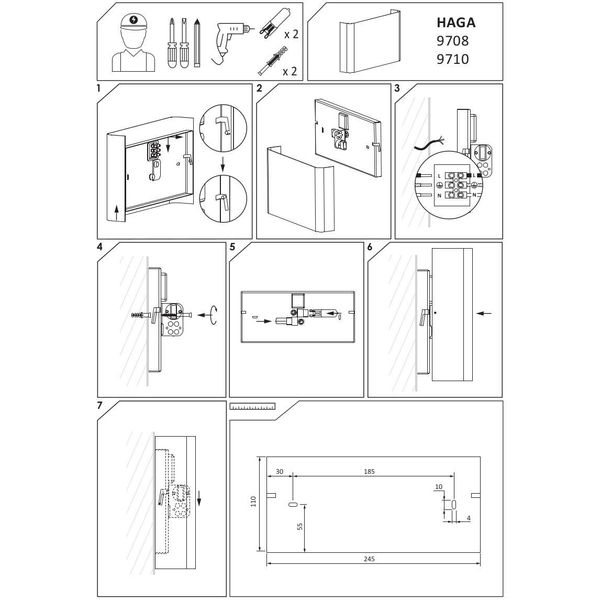 Kinkiet LAMPA ścienna HAGA 9710 Nowodvorski metalowa OPRAWA przyścienna prostokątna grafitowa