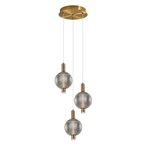 Zwisająca potrójna lampa Lenti PND-83631-3-BRO-SG LED 18W 3000K przydymiona