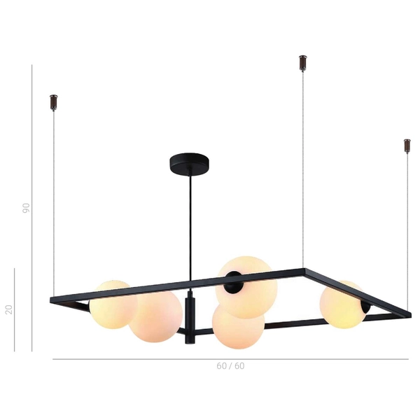 LAMPA wisząca GARETH MDM-3975/5 BK Italux metalowa OPRAWA ramka ZWIS kule balls czarna