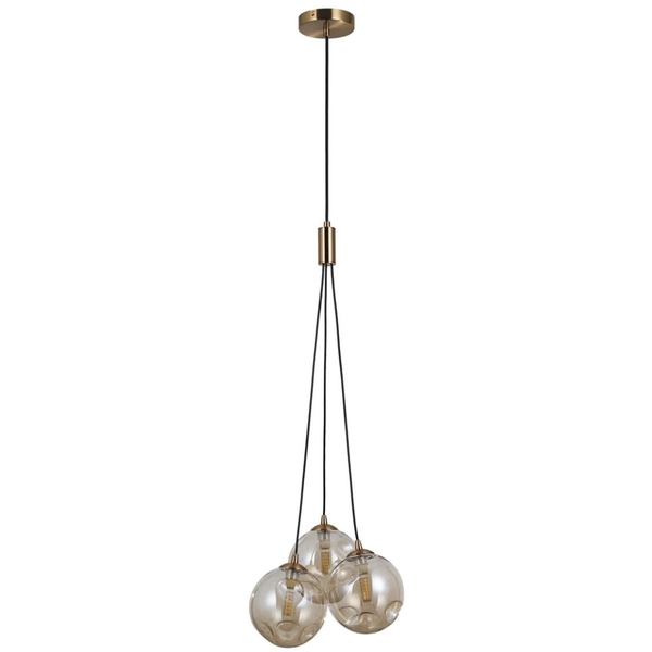 Lampa wisząca do jadalni Perlos PND-54456-3-HB-AMB Italux kule mosiądz
