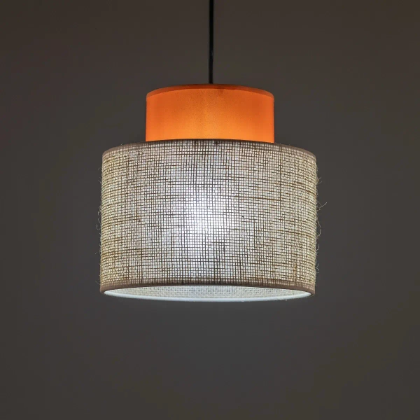 Ekologiczna lampa wisząca Duo 3255 naturalna juta pomarańczowy