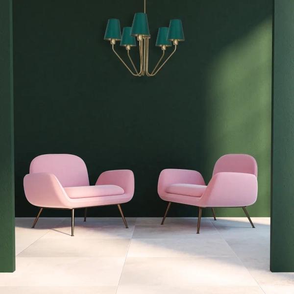 Żyrandol do sypialni VICTORIA MLP4908 tkaninowy zielony mosiądz