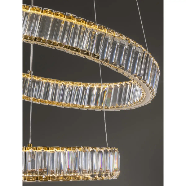 Pałacowa lampa wisząca Bauta pierścienie LED 48W 3500K złote