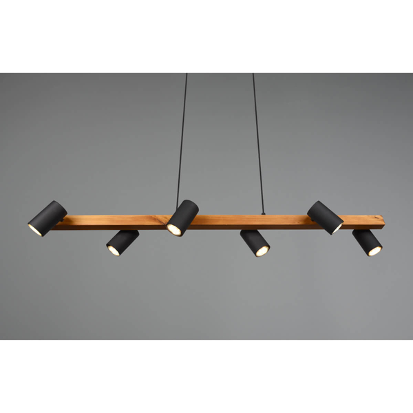 Zwieszana lampa na listwie VANTOS DL632312490 regulowana drewniana czarny