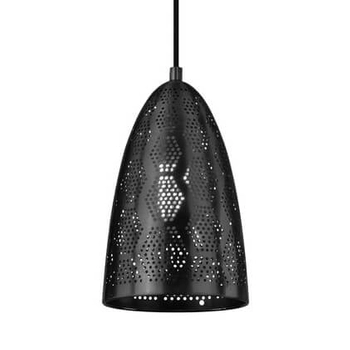 Wisząca lampa sypialniana Bene czarny stożek ażurowy