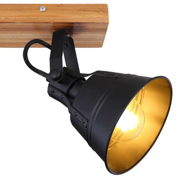 Sufitowa LAMPA plafon GÜNTHER 15466S-2 Globo metalowa OPRAWA reflektorki regulowane skandynawskie czarne drewniane