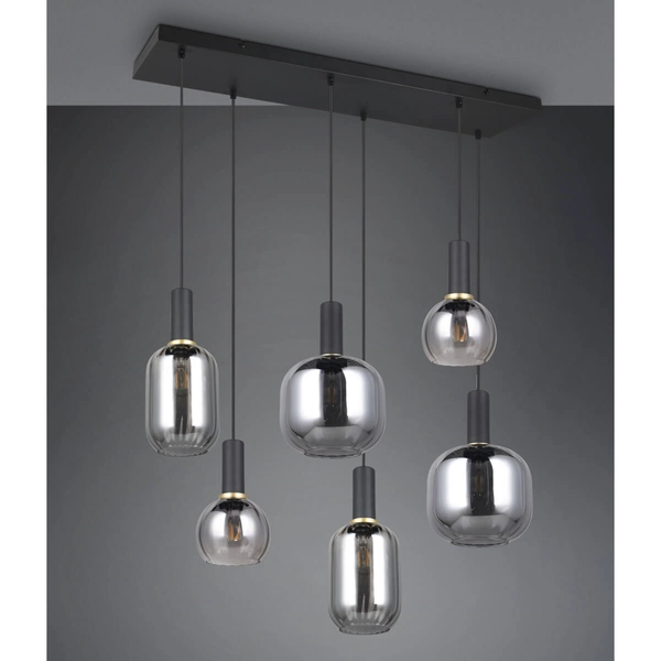 Metalowa wisząca lampa DIVA 319800632 Trio bubbles przydymiony czarny