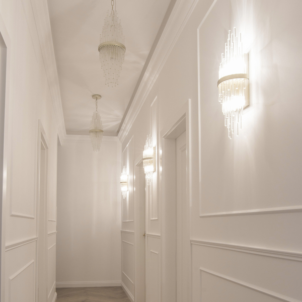 Glamour LAMPA ścienna REYKJAVIK W02073CP Cosmolight salonowy kinkiet kryształowy pałacowy szampański