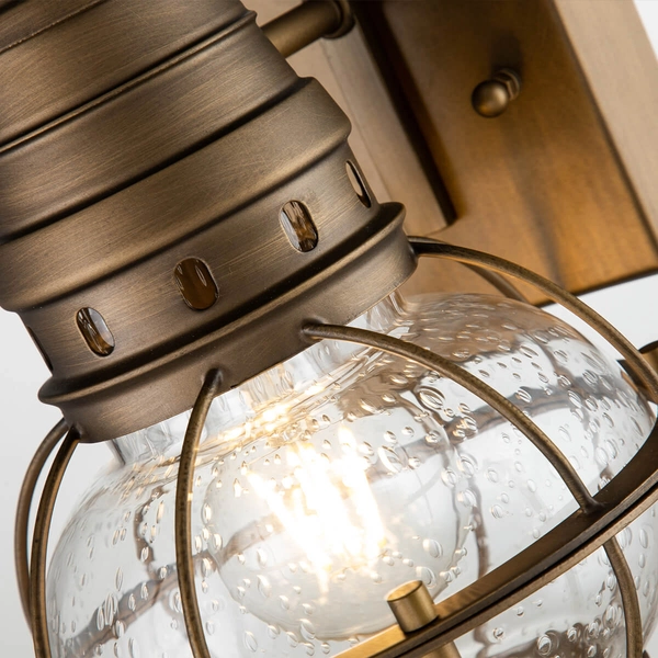 Kinkiet ścienny zewnętrzny Bridge Point KL-BRIDGEPOINT-S-NBR IP44 mosiądz