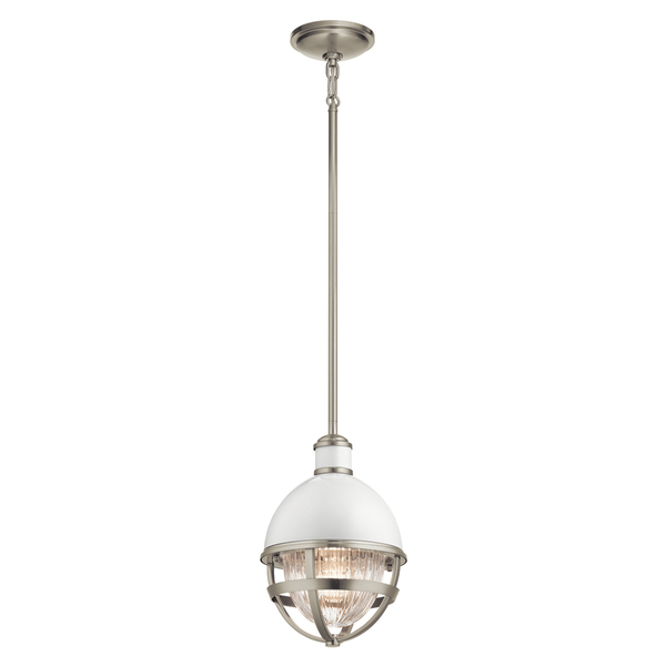 Lampa wisząca kopuła QN-TOLLIS-MP-BN szklana biała nikiel