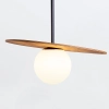 Wisząca lampa drewniana Orbit QN-ORBIT-P-M-TEAK kula brązowy biały