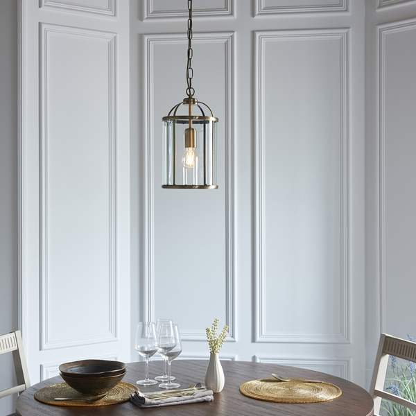 Klasyczna lampa wisząca Lambeth 69454 Endon łańcuch kopuła mosiądz