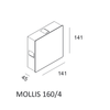 Kinkiet LED do salonu Mollis 616004203 Elkim 4W 4000K square kostka czarna