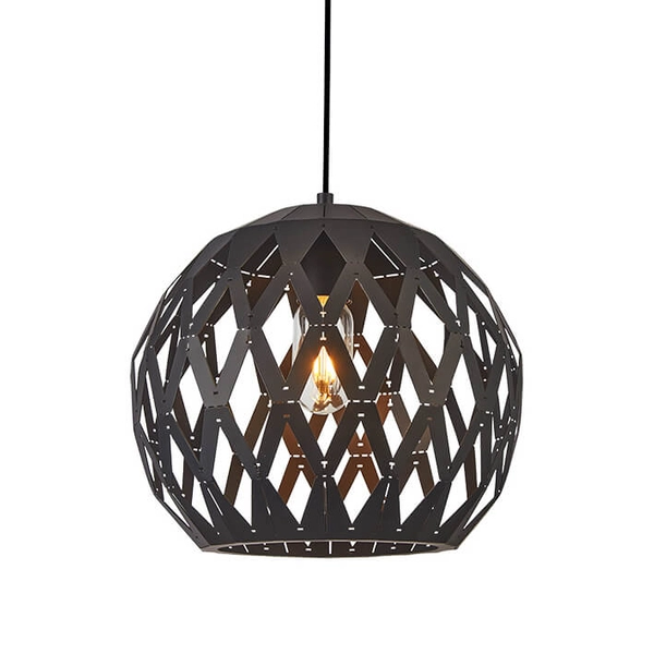 Ażurowa lampa wisząca Hilo do przedpokoju metalowa czarna