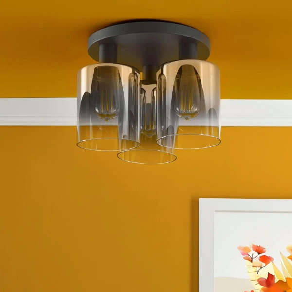 Industrialna sufitowa lampa Savannah SAV5322 szklane tubki czarne