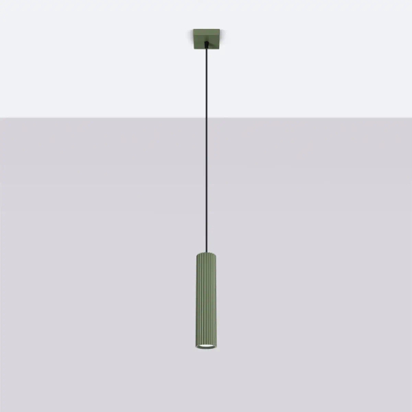 Wisząca lampa podłużna KARBON SL.1611 tubka ryflowana oliwkowa
