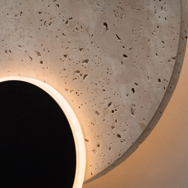 Kamienny kinkiet ścienny TRAVERTINO W0395 LED 14W 3000K czarny biały