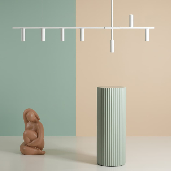 Podłużna lampa wisząca nad stół Trevo 1104T Aldex metalowe tuby białe