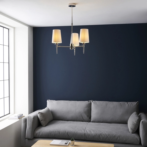 Wisząca lampa abażurowa L&-199455 Light& hampton biała nikiel