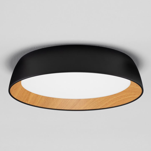 Okrągła lampa sufitowa CARACOLLO LE44808 LED 39W 3000K czarny drewniany