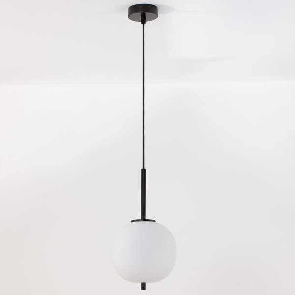 Kulista lampa wisząca Marc LE42721 czarna ze szkła nad wyspę do kuchni