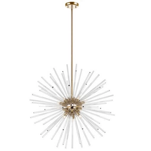 Wisząca lampa URCHIN P0491-09D-F7AC glamour rurki złota przezroczysta
